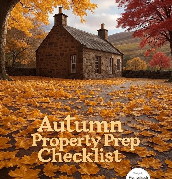 Autumn Scene with stone cottage